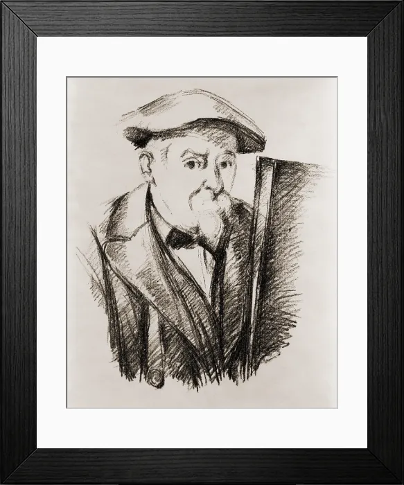 Framed Print : Paul Cezanne (1839-1906), French Post Impressionist painter, in a self portrait at his easel. Ca. 1900