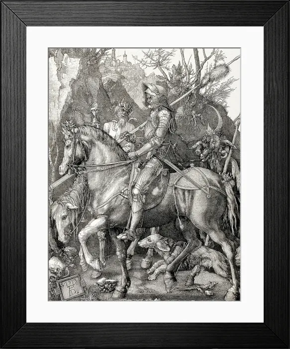 Framed Print : DURER, Albrecht (1471-1528). Knight, Death, and the Devil. 1513. German school. Renaissance art. Engraving. FRANCE. Paris. Louvre Museum. - J