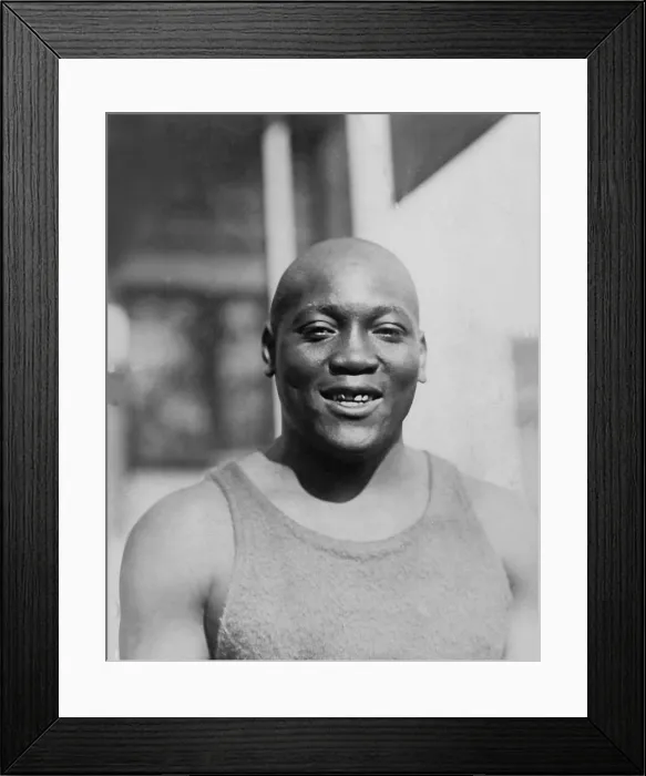 Framed Print : Jack Johnson (1878-1946) was the first African American to win the Heavyweight Championship in 1908. 1910 photo
