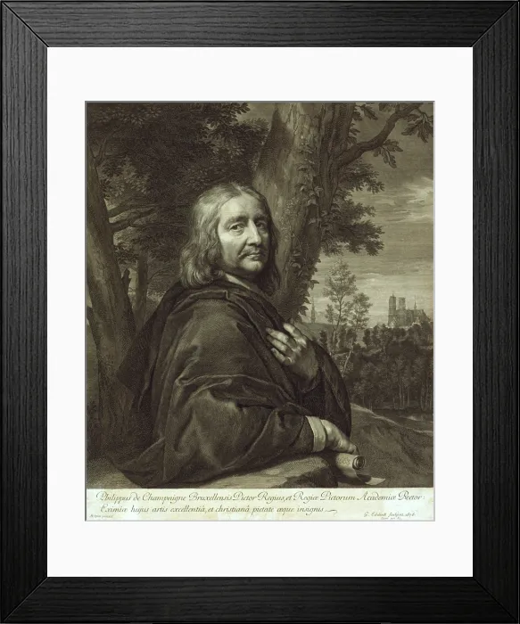 Framed Print : Philippe de Champaigne (1602-1674), French 17th century Baroque painter, based on his self-portrait of 1668. Engraved by Grard Edelinck, 1676 Framed Print : Philippe de Champaigne (1602-1674), French 17th century Baroque painter, based on his self-portrait of 1668. Engraved by Grard Edelinck, 1676
