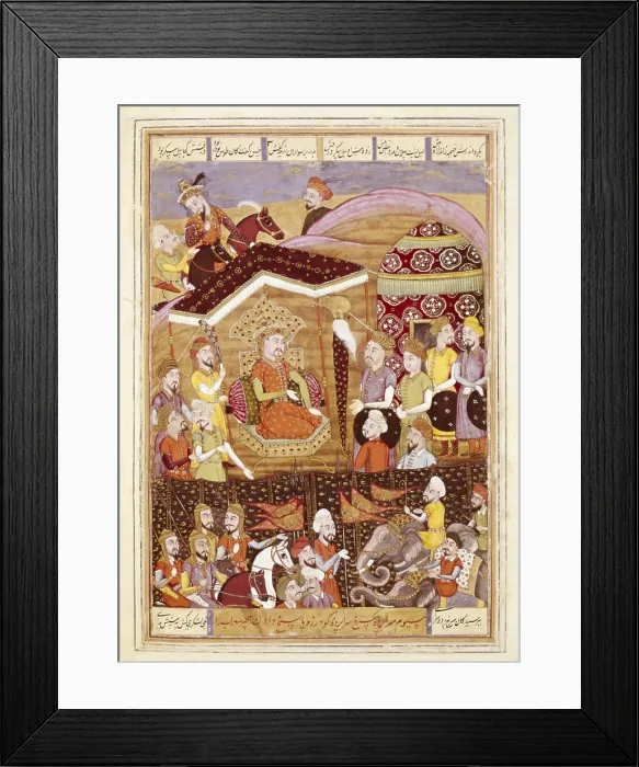 Framed Print : Shahnameh. The Book of Kings. 16th c. Ferdowsi's Book (Shah Nahme). Sohnab begore the tent of the king. Persian art. Safavid period. Miniature Painting. FRANCE. Chantilly