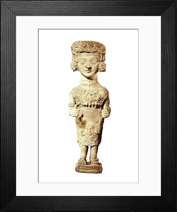 Framed Print : Lady of Ibiza. 3rd c. BC. Lady of Ibiza. Punic art. Sculpture. From: Puid dels Molins necropolis. Carthaginian art. Terra-cotta. SPAIN. Madrid. National Museum of Archaeology