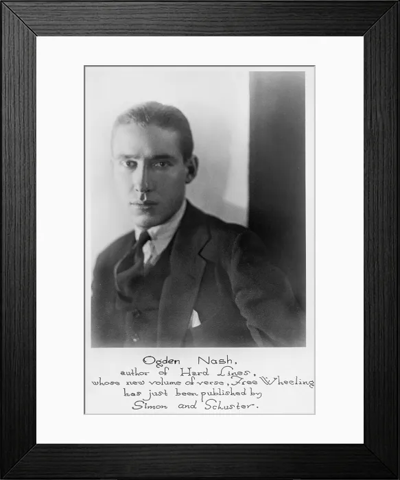 Framed Print : Ogden Nash (1902-1971) humorous, irreverent American poet. 1931 Framed Print : Ogden Nash (1902-1971) humorous, irreverent American poet. 1931