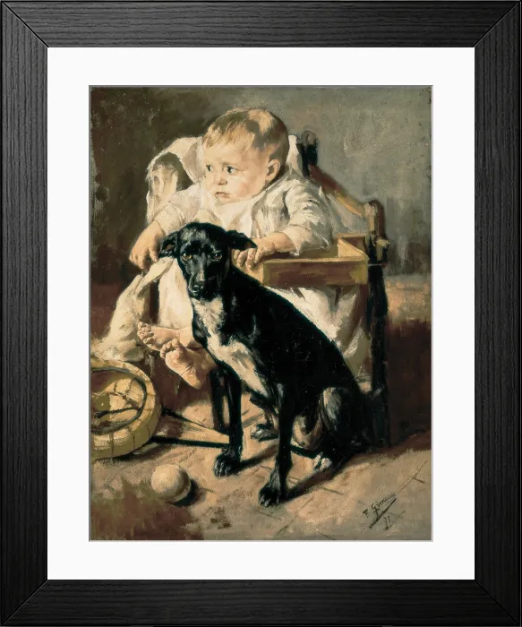 Framed Print : GIMENO I ARASA, Francesc (1858-1927). La pequena y el buen companero. 1891. Realism. Oil on canvas. SPAIN. Monistrol de Montserrat. Museum of Montserrat. - P Framed Print : GIMENO I ARASA, Francesc (1858-1927). La pequena y el buen companero. 1891. Realism. Oil on canvas. SPAIN. Monistrol de Montserrat. Museum of Montserrat. - P