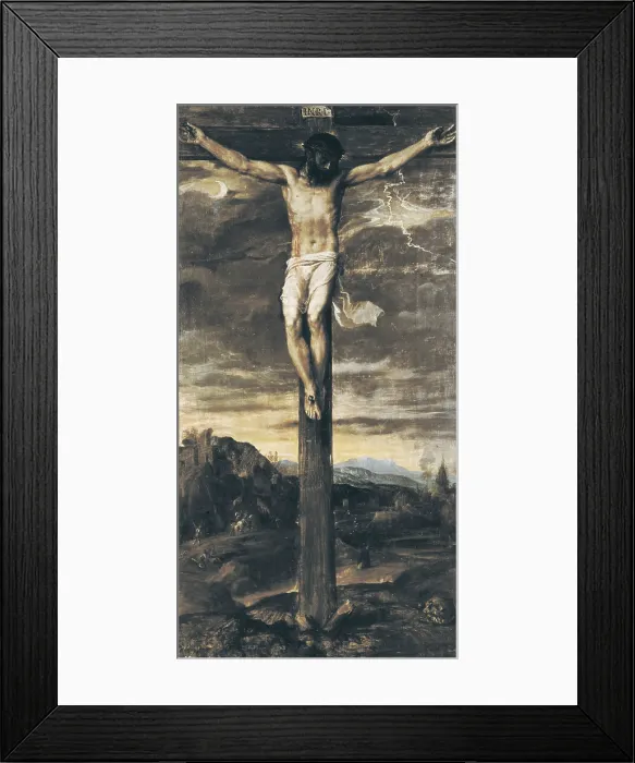 Framed Print : TTITIA, Tiziano Vecello, also called (1490-1576). Crucified Christ. 1555. SPAIN. San Lorenzo de El Escorial. Royal Monastery of San Lorenzo de El Escorial. Renaissance art