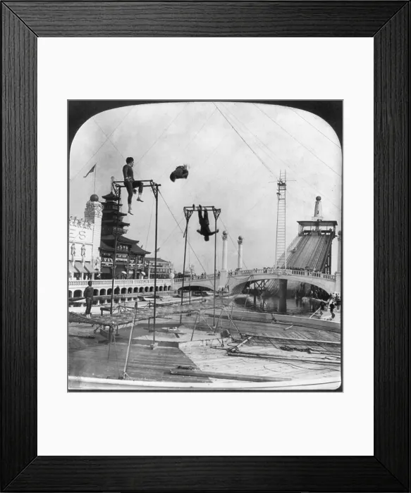 Framed Print : Coney Island, Trapeze performers, Dreamland, Coney Island, New York, photograph, 1904