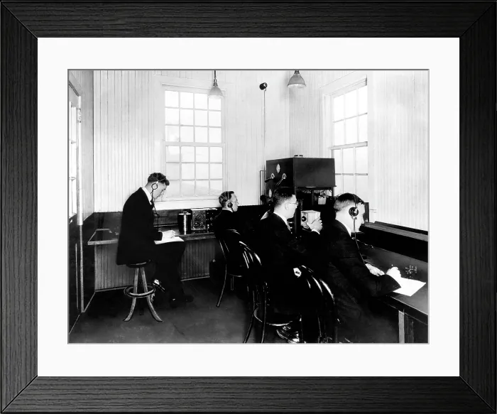 Framed Print : The staff of KDKA broadcasting, Pittsburgh, Pennsylvania, November 2, 1920.. Courtesy: CSU Archives / Everett Collection Framed Print : The staff of KDKA broadcasting, Pittsburgh, Pennsylvania, November 2, 1920.. Courtesy: CSU Archives / Everett Collection