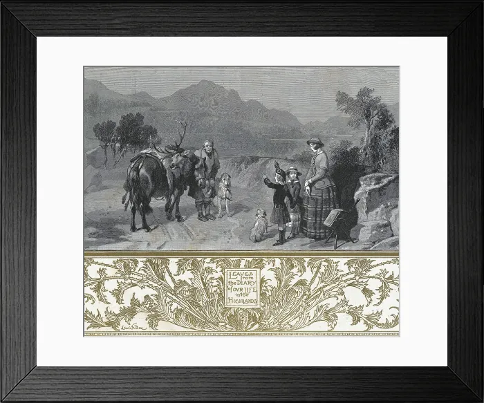 Framed Print : England. The queen VictoriaThe royal princess and the Prince of Wales in Loch LageanScotland. Engraving based on Sir Edwin Lardseer. Engraving