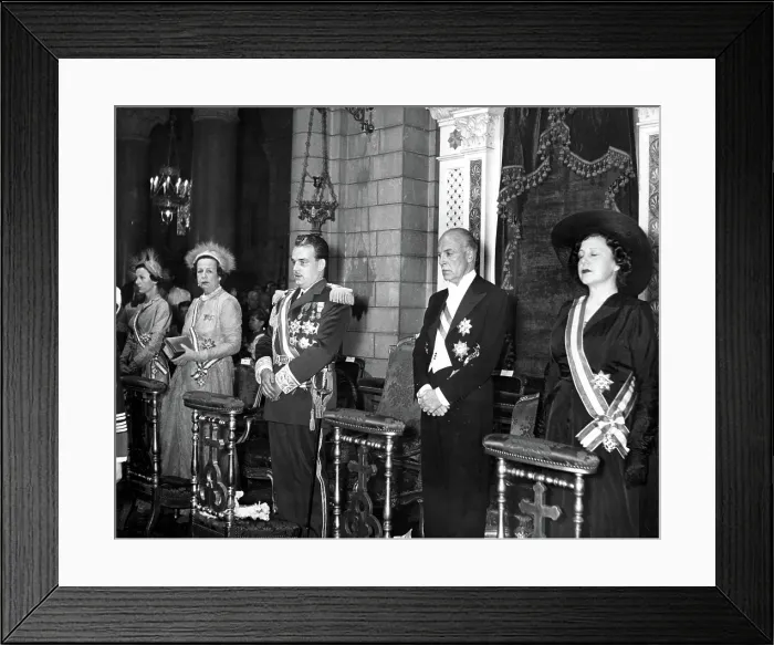 Framed Print : Prince Rainier III (center) at his enthronement flanked by (From left) Princess Antoinette of Monaco, Princess Charlotte (mother), Prince Pierre and Princess Ghilaine, April 15 Framed Print : Prince Rainier III (center) at his enthronement flanked by (From left) Princess Antoinette of Monaco, Princess Charlotte (mother), Prince Pierre and Princess Ghilaine, April 15