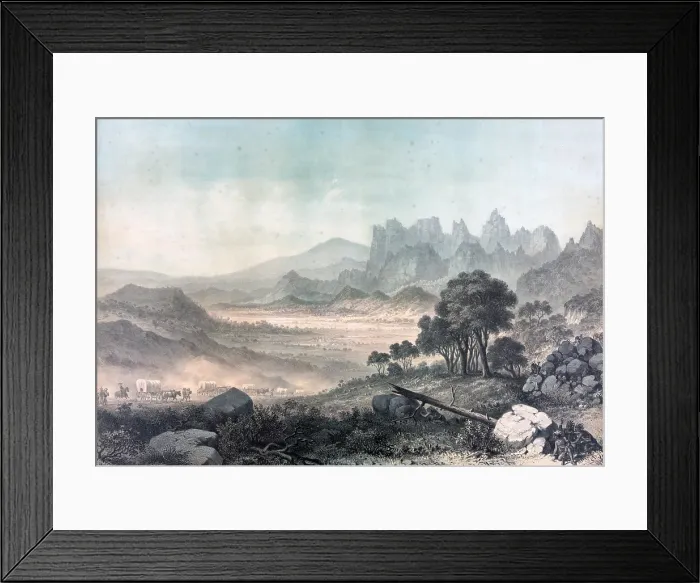 Framed Print : Mountain meadows, Mormon settlers and Indians, Utah territory, color lithograph by S.H. Redmond, 1877 Framed Print : Mountain meadows, Mormon settlers and Indians, Utah territory, color lithograph by S.H. Redmond, 1877