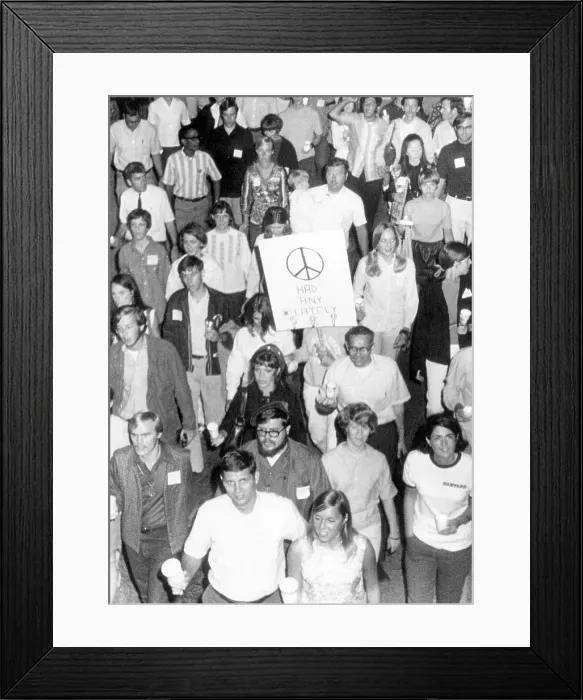 Framed Print : Florida State University students in an all night vigil as part of a nationwide peace protest against the Vietnam War, Tallahassee, Florida, October, 14, 1969 Framed Print : Florida State University students in an all night vigil as part of a nationwide peace protest against the Vietnam War, Tallahassee, Florida, October, 14, 1969