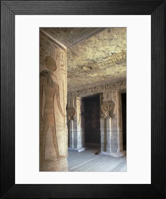 Framed Print : Temple of Nefertari dedicated to Hathor. 1271 -1256 BC. EGYPT. ASWAN. Abu Simbel. Hypostyle Hall. Egyptian art. New Kingdom. Architecture. AISA / Everett Collection**US SALES ONLY**