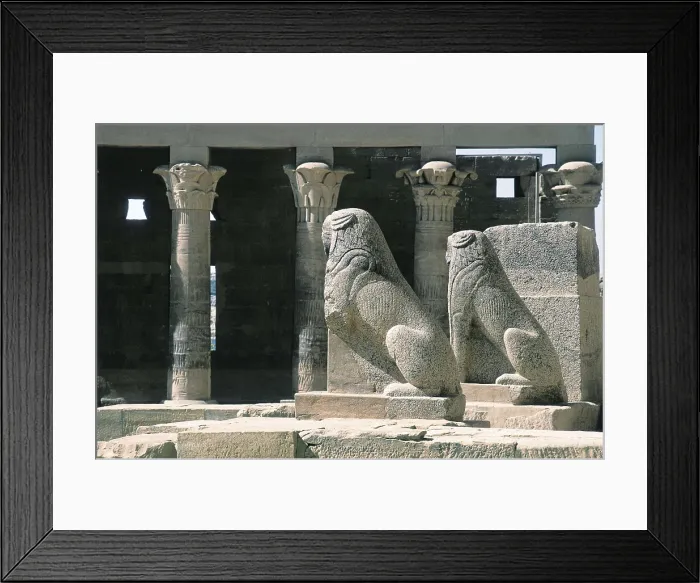 Framed Print : Trajan's Kiosk. 2nd c. EGYPT. ASWAN. Philae. Stone sphinxes. Egyptian art. Roman and Byzantine period. Sculpture on rock; Architecture
