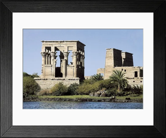 Framed Print : Trajan's Kiosk. 2nd c. EGYPT. ASWAN. Philae. In the background on the right, the Temple of Isis. Egyptian art. Roman and Byzantine period. Architecture