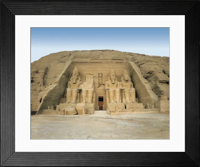 Framed Print : Great Temple of Rameses II. EGYPT. ASWAN. Abu Simbel. Great Temple of Rameses II. Main entrance to the Great Temple. Egyptian art. New Kingdom. Architecture
