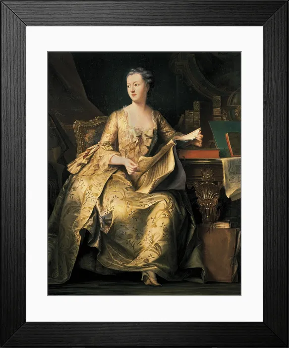 Framed Print : STEUBEN, Baron Charles von (1788-1856). Jeanne-Antoinette Poisson, Marquise de Pompadour. Portrait after an original by Maurice Quentin de Latour. Oil on canvas. FRANCE