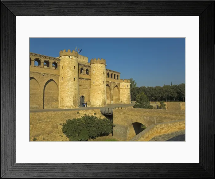 Framed Print : SPAIN. Zaragoza. La Aljaferia Palace. Castle walls from 11th century. Hispano-Moresque art. Taifas Kingdoms period. Architecture