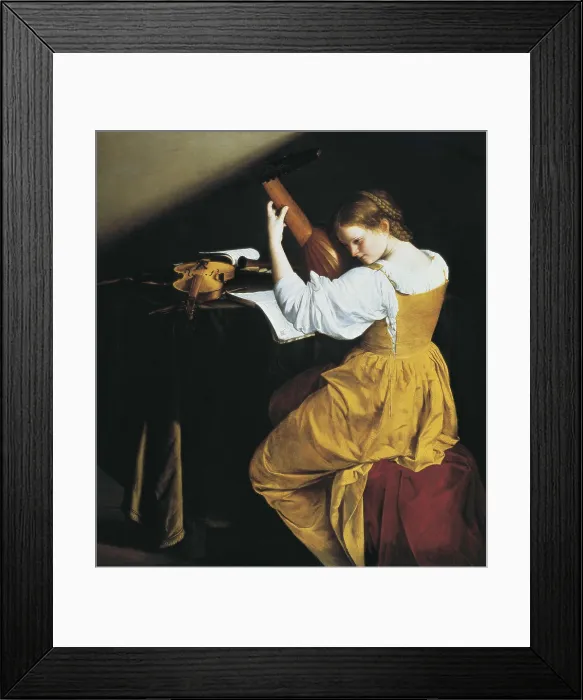 Framed Print : GENTILESCHI, Orazio Lomi (1565-1638). The Lute Player. ca. 1612 - 1620. Baroque art. Oil on wood. UNITED STATES OF AMERICA. Washington. National Gallery of Art