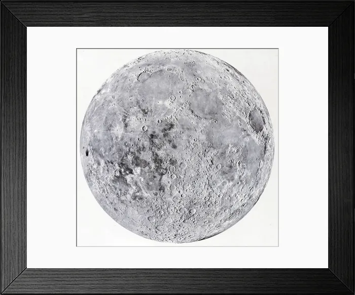 Framed Print : Map of the surface of Earth's Moon from 1966 remote sensing Framed Print : Map of the surface of Earth's Moon from 1966 remote sensing