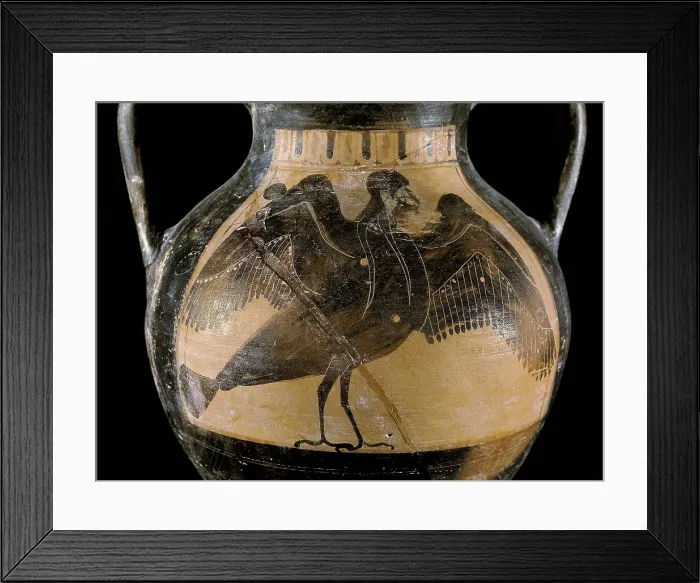 Framed Print : Black-figure amphora. 5th c. BC. Depiction of a harpy. Classical Greek art. Ceramics. AISA / Everett Collection**US SALES ONLY** Framed Print : Black-figure amphora. 5th c. BC. Depiction of a harpy. Classical Greek art. Ceramics. AISA / Everett Collection**US SALES ONLY**