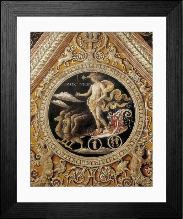 Framed Print : ITALY. Perugia. Collegio del Cambio (Exchange Guild). Detail of Mercury on the cart (1500). Renaissance art. Quattrocento. Fresco. AISA / Everett Collection**US SALES ONLY** Framed Print : ITALY. Perugia. Collegio del Cambio (Exchange Guild). Detail of Mercury on the cart (1500). Renaissance art. Quattrocento. Fresco. AISA / Everett Collection**US SALES ONLY**
