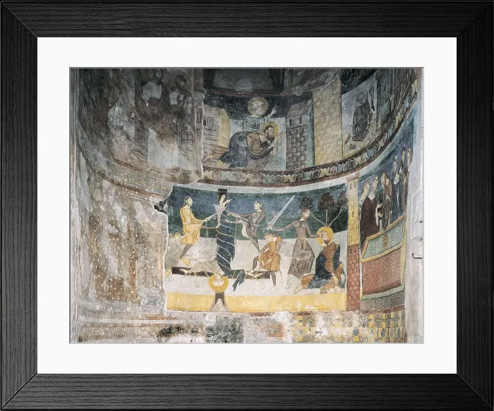 Framed Print : Decapitation of Saint John the Baptist. 12th c. SWITZERLAND. Mustair. Convent of St. John. Decoration of the apses. Romanesque art. Fresco Framed Print : Decapitation of Saint John the Baptist. 12th c. SWITZERLAND. Mustair. Convent of St. John. Decoration of the apses. Romanesque art. Fresco