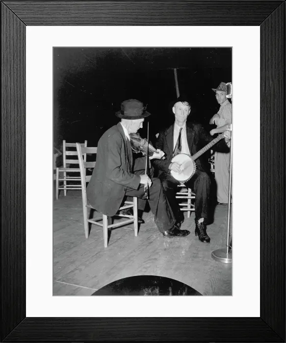 Framed Print : R.J. Boyd, fiddle, and Millard Garrett, banjo; of Sandy Marsh, N.C. at Mountain Music Festival, Asheville, North Carolina, circa late 1930s-early 1940s Framed Print : R.J. Boyd, fiddle, and Millard Garrett, banjo; of Sandy Marsh, N.C. at Mountain Music Festival, Asheville, North Carolina, circa late 1930s-early 1940s