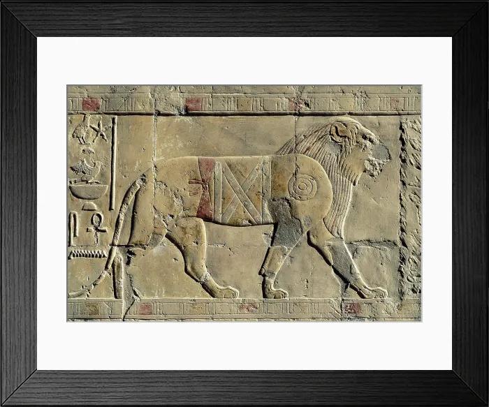 Framed Print : SENENMUT, (16th C. BC). Temple of Hatshepsut. EGYPT. Dayr al-Bahri. Temple of Hatshepsut. Relief of a lion. Egyptian art. New Kingdom. Relief on rock Framed Print : SENENMUT, (16th C. BC). Temple of Hatshepsut. EGYPT. Dayr al-Bahri. Temple of Hatshepsut. Relief of a lion. Egyptian art. New Kingdom. Relief on rock