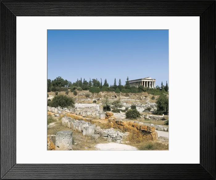 Framed Print : Temple of Hephaestus. 450 BC. GREECE. ATTICA. Athens. Agora. Ruins of the agora and temple of Hephaestus (background). Classical Greek art. Architecture Framed Print : Temple of Hephaestus. 450 BC. GREECE. ATTICA. Athens. Agora. Ruins of the agora and temple of Hephaestus (background). Classical Greek art. Architecture