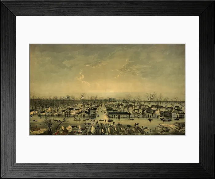Framed Print : View of Sacramento City as it appeared during the great flood in January 1850 Framed Print : View of Sacramento City as it appeared during the great flood in January 1850