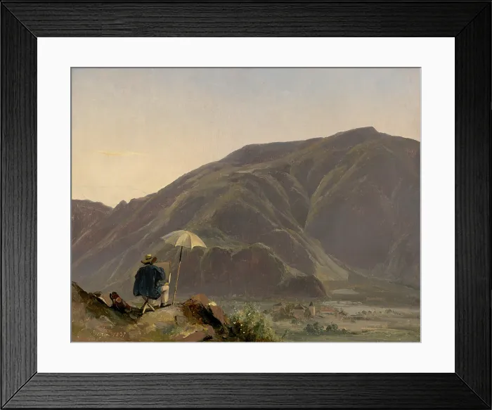 Framed Print : View of Bozen with a Painter, by Jules Coignet, 1837, French painting, oil on canvas. Bolzano is a city in the South Tyrol province of north Italy Framed Print : View of Bozen with a Painter, by Jules Coignet, 1837, French painting, oil on canvas. Bolzano is a city in the South Tyrol province of north Italy