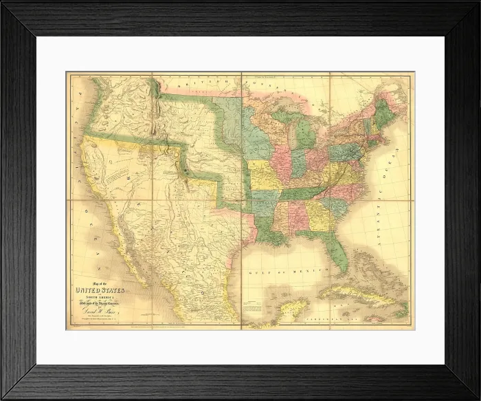 Framed Print : 1839 map showing US-Mexican boundary before the Mexican War and US annexation of land that is now US states of California, Arizona, New Mexico, Nevada, Colorado, Utah and Texas Framed Print : 1839 map showing US-Mexican boundary before the Mexican War and US annexation of land that is now US states of California, Arizona, New Mexico, Nevada, Colorado, Utah and Texas