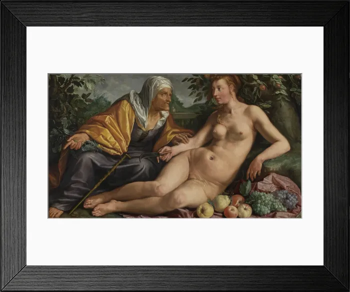 Framed Print : Vertumnus and Pomona, by Hendrick Goltzius, 1613, Dutch painting, oil on canvas Framed Print : Vertumnus and Pomona, by Hendrick Goltzius, 1613, Dutch painting, oil on canvas