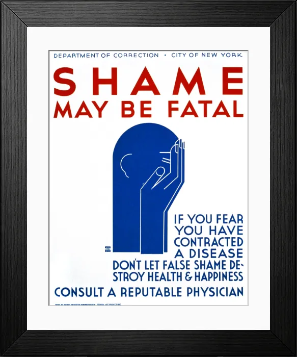 Framed Print : Poster encouraging persons with syphilis to seek proper treatment as soon as possible