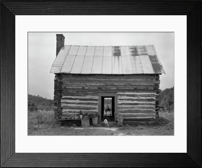Framed Print : African American sharecropper house with child on steps, original caption: Negro sharecropper house, They treat us better here than where we did live, no privy in sight