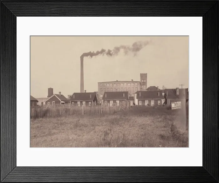 Framed Print : Hell's Half Acre, from original caption: row of disreputable houses at the edge of the mill settlement Framed Print : Hell's Half Acre, from original caption: row of disreputable houses at the edge of the mill settlement