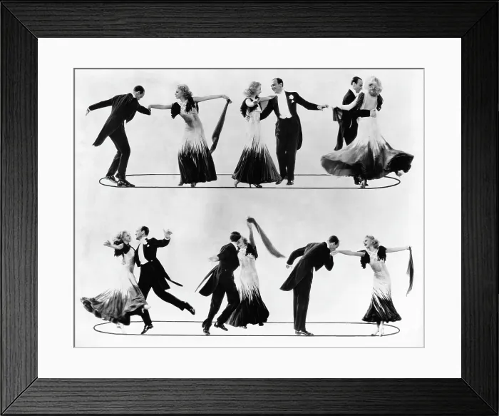 Framed Print : THE GAY DIVORCEE, top from left: Fred Astaire, Ginger Rogers at various points within the dance 'The Continental, ' 1934