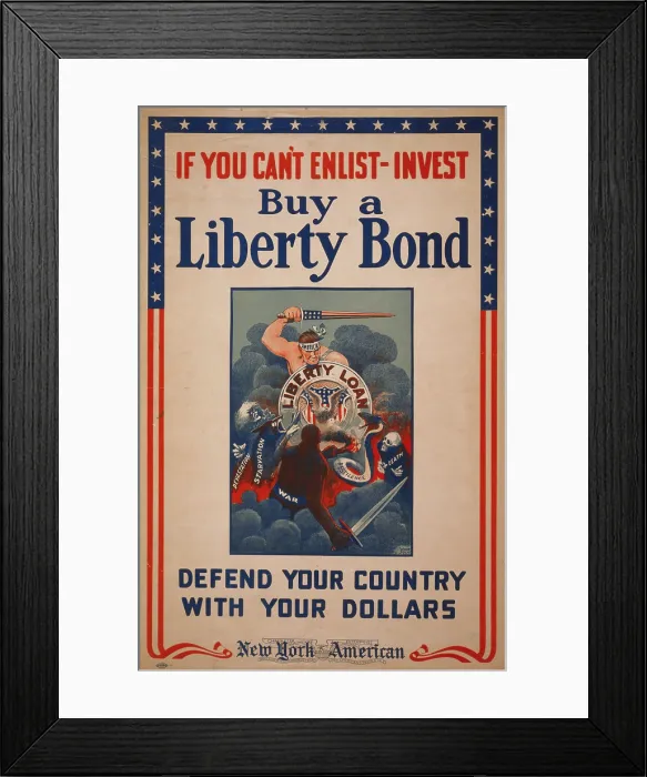 Framed Print : World War I, Poster showing figure America with shield Liberty Loan fighting against Devastation, Starvation, War, Pestilence, and Death Framed Print : World War I, Poster showing figure America with shield Liberty Loan fighting against Devastation, Starvation, War, Pestilence, and Death