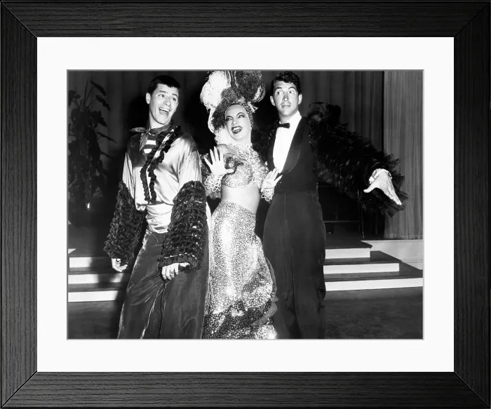 Framed Print : SCARED STIFF, from left, Jerry Lewis, Carmen Miranda, Dean Martin, 1953