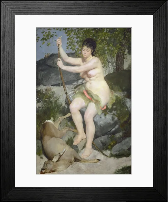 Framed Print : Diana, by Auguste Renoir, 1867, French painting, oil on canvas. The Salon jury rejected this painting of Renoir's mistress, Lise Trehot, as the mythical huntress Diana