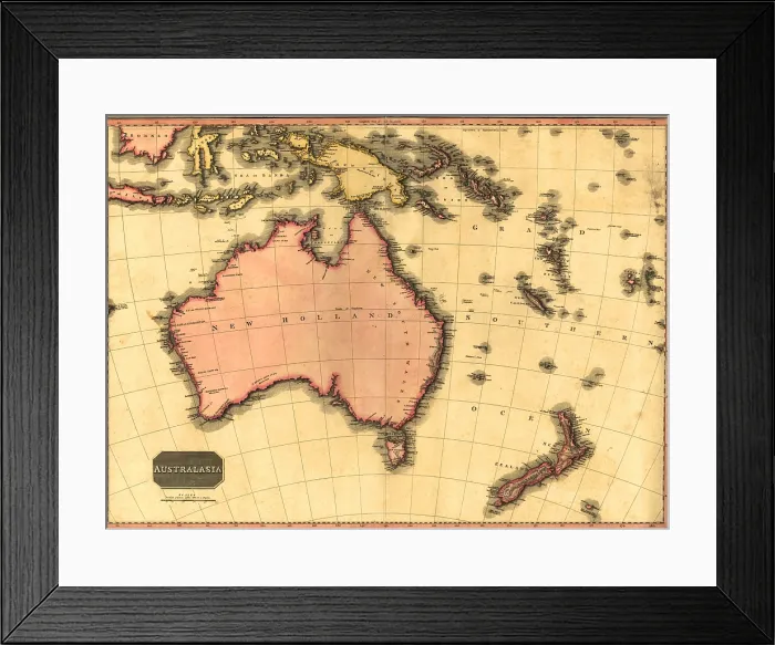 Framed Print : 1818 map of Australia, still using the name of 'New Holland' in spite of active British colonization since 1788 Framed Print : 1818 map of Australia, still using the name of 'New Holland' in spite of active British colonization since 1788