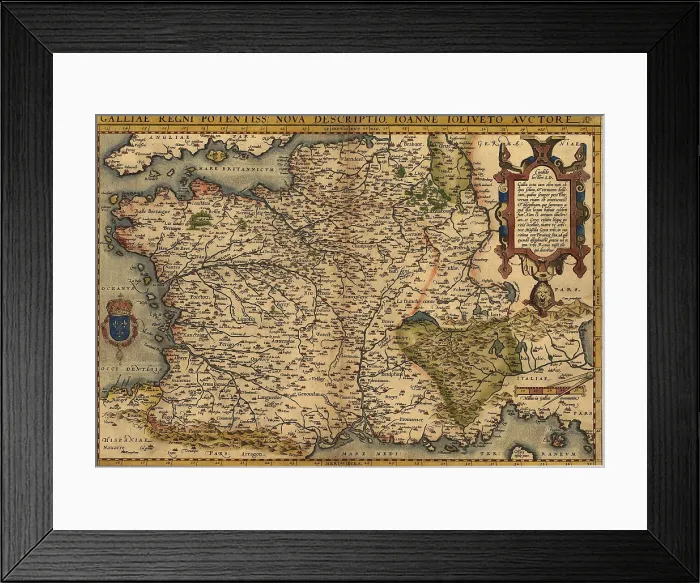 Framed Print : 1570 map of France. From Abraham Ortelius, Theatrvm orbis terrarvm