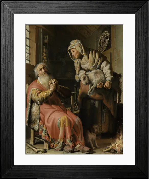 Framed Print : Tobit and Anna with the Kid, by Rembrandt van Rijn, 1626, Dutch painting, oil on panel Framed Print : Tobit and Anna with the Kid, by Rembrandt van Rijn, 1626, Dutch painting, oil on panel