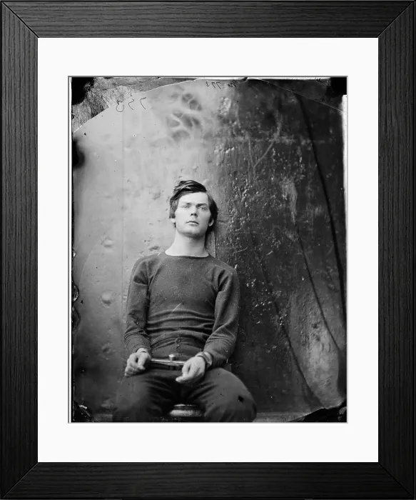 Framed Print : Assassins. Lewis Payne, in sweater, seated and manacled. Photograph by Alexander Gardner, April 1865 Framed Print : Assassins. Lewis Payne, in sweater, seated and manacled. Photograph by Alexander Gardner, April 1865