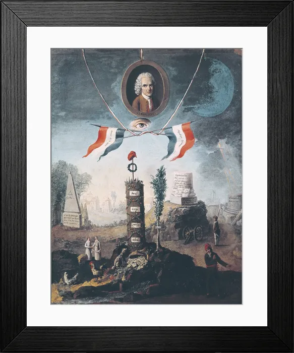 Framed Print : JEAURAT DE BERTRY, Nicolas Henri (1728-1796). Allegory of the Revolution with a portrait of Jean-Jacques Rousseau. 1794. Oil on canvas. FRANCE. Paris Framed Print : JEAURAT DE BERTRY, Nicolas Henri (1728-1796). Allegory of the Revolution with a portrait of Jean-Jacques Rousseau. 1794. Oil on canvas. FRANCE. Paris