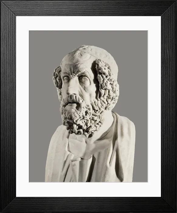 Framed Print : HOMER (9th century BC). Greek writer. Roman copy from a Hellenistic Greek original. Hellenistic art. ; Roman art. Sculpture on marble. ITALY. Naples Framed Print : HOMER (9th century BC). Greek writer. Roman copy from a Hellenistic Greek original. Hellenistic art. ; Roman art. Sculpture on marble. ITALY. Naples