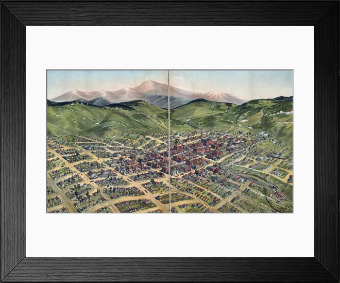 Framed Print : Birds eye view of Cripple Creek, Colorado. Drawn by Augustus Koch. color lithograph, 1896