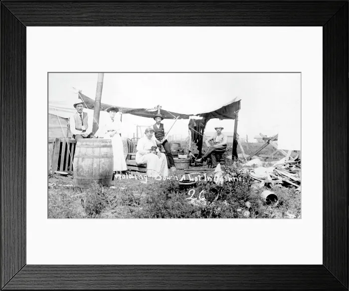 Framed Print : Holding down a town lot in Guthrie, Oklahoma, photograph by C.P. Rich, 1889
