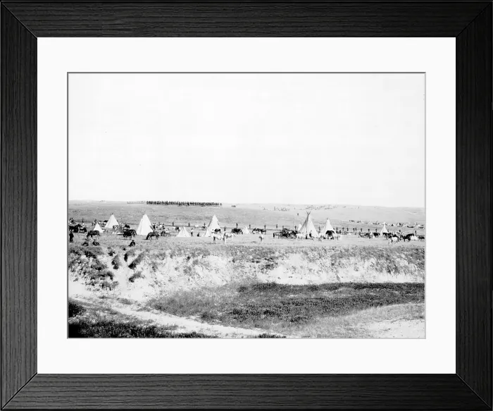 Framed Print : U.S. troops surrounding the Indians on Wounded Knee battle field, Miller Studio, Gordon, Nebraska, photograph, November 10, 1913