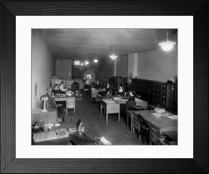 Framed Print : Office of the Underwood Typewriter Company in Washington, D.C. ca. 1910
